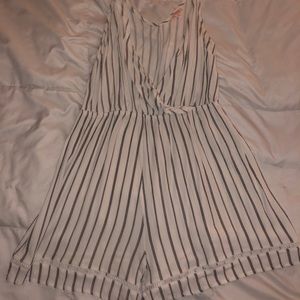 Black and white stripe romper